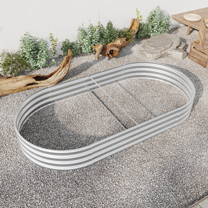Raised Garden Bed Outdoor Oval Large Metal Planter Bed - Silver