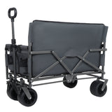 3-in-1 Convertible Folding Wagon Cart with Bench Seat & Storage