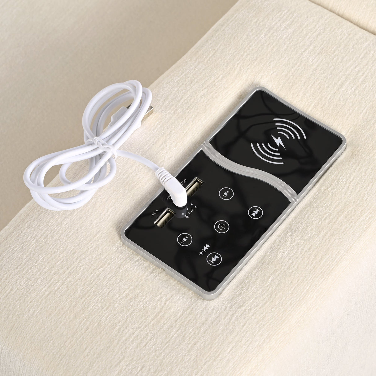 U-style Upholstered Modular Sofa With Storage Space and USB Charge Ports