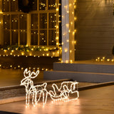 Outsunny 35' LED Reindeer Sleigh Outdoor Christmas Standing Figure Decoration