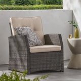 ST MARTA Single Sofa Outdoor Relaxation Seat Grey PE Rattan Waterproof Fabric