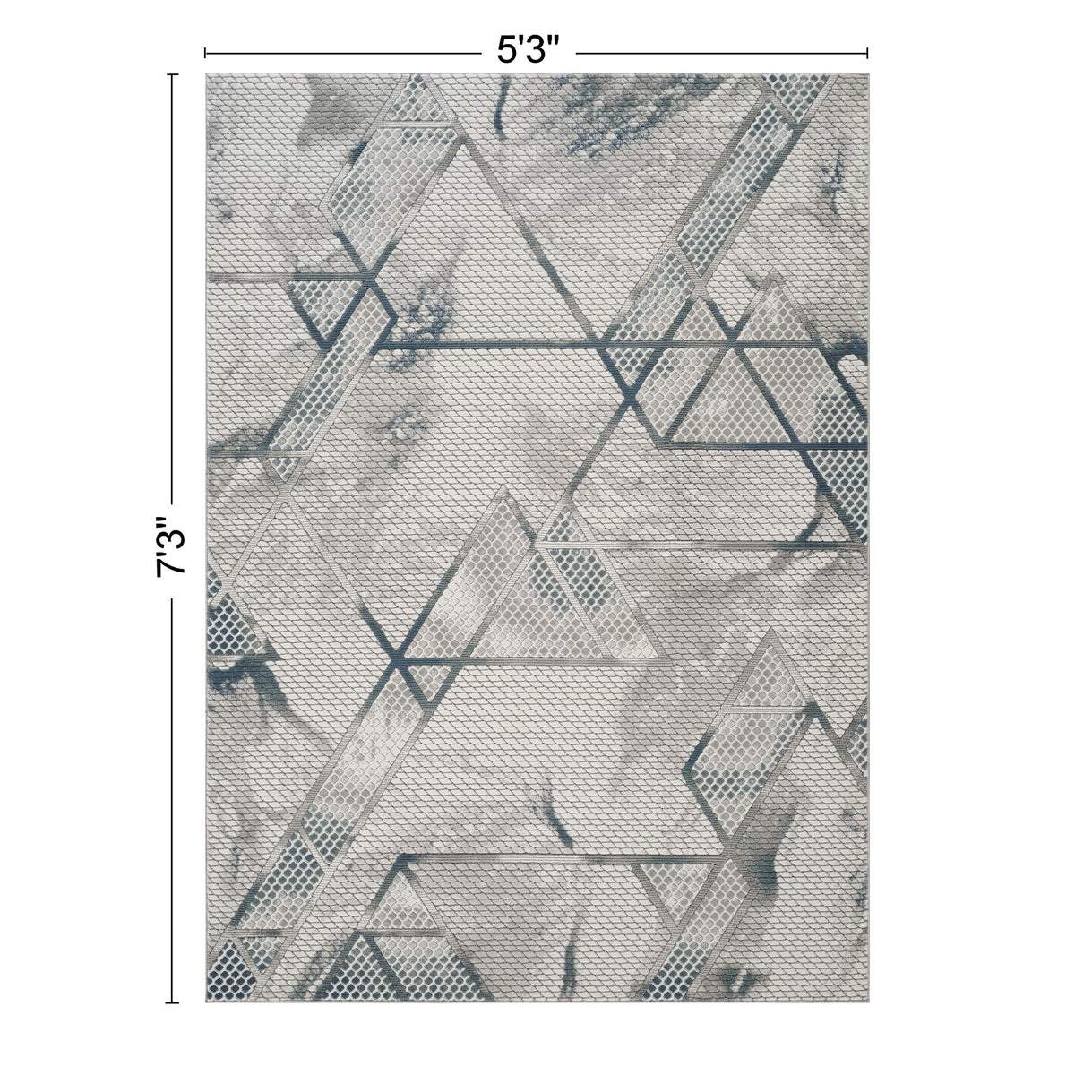 Geometric 3D Effect Area Rug with Contemporary Design - Ivory / Gray