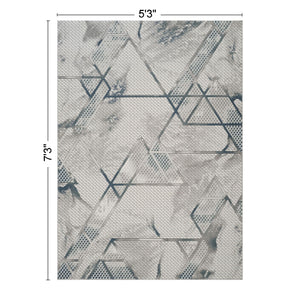 Geometric 3D Effect Area Rug with Contemporary Design - Ivory / Gray
