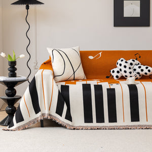 Cozy Chenille Dynamic Notes Sectional Couch Cover Blanket, Perfect Couch Throw Covers for Pets