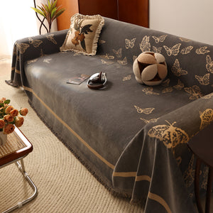 Butterfly Jacquard Soft Couch Blankets Cover for Couch Reversible Modern Sofa Slipcover Throw Covers