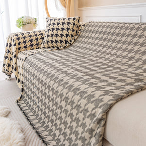 Luxury Plush Universal Couch Cover Blanket, Washable Couch Protector Houndstooth Sofa Covers