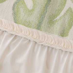 Botanical Sofa Cover with Chiffon Skirt, Floral Couch Throw Blanket for All-Season