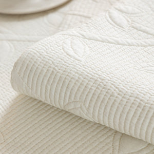 Floral Cotton Quilted Sofa Cover, Non-Slip Couch Protector with Scalloped Edges