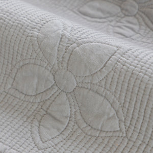 Floral Cotton Quilted Sofa Cover, Non-Slip Couch Protector with Scalloped Edges