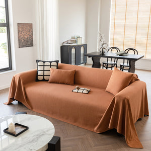 Herringbone Textured Sofa Throw Blanket, Durable Pet Friendly Modern Couch Slipcover