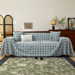 Thick Faux Fur Sofa Cover Fluffy Plush Warm Sofa Slipcover Furniture Protector for Couch Bed