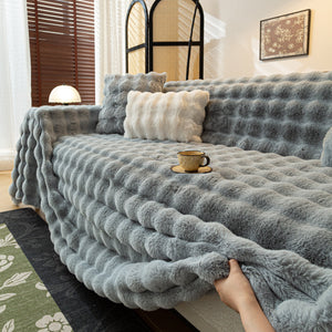 Thick Faux Fur Sofa Cover Fluffy Plush Warm Sofa Slipcover Furniture Protector for Couch Bed