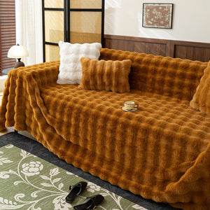 Thick Faux Fur Sofa Cover Fluffy Plush Warm Sofa Slipcover Furniture Protector for Couch Bed