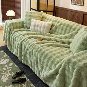 Thick Faux Fur Sofa Cover Fluffy Plush Warm Sofa Slipcover Furniture Protector for Couch Bed