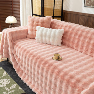 Thick Faux Fur Sofa Cover Fluffy Plush Warm Sofa Slipcover Furniture Protector for Couch Bed