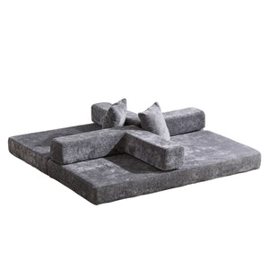 Convertible Floor Sofa Bed With Pillow Back Support Armrest