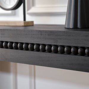 64in Modern Black Wood Console Table – Elegant Entryway Table with Decorative Beaded Trim