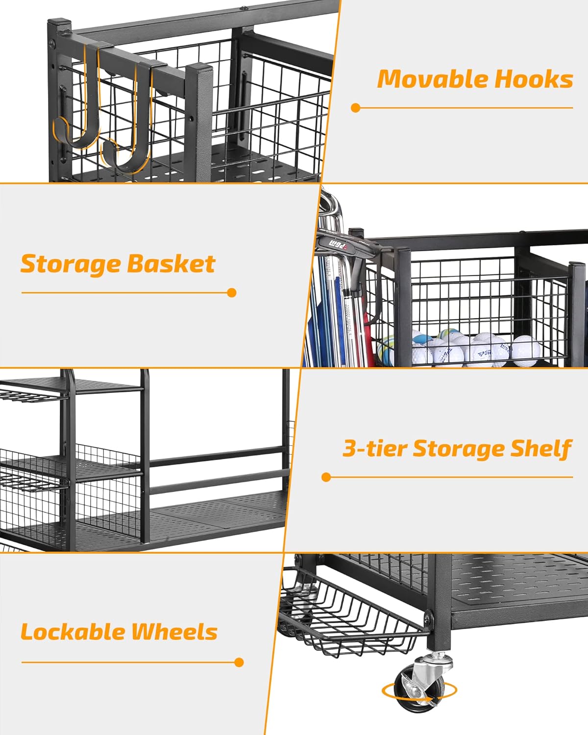 4 Golf Bag Organizer Garage Storage