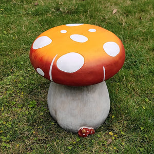 13.4" Oversized Mushroom Statue Stool