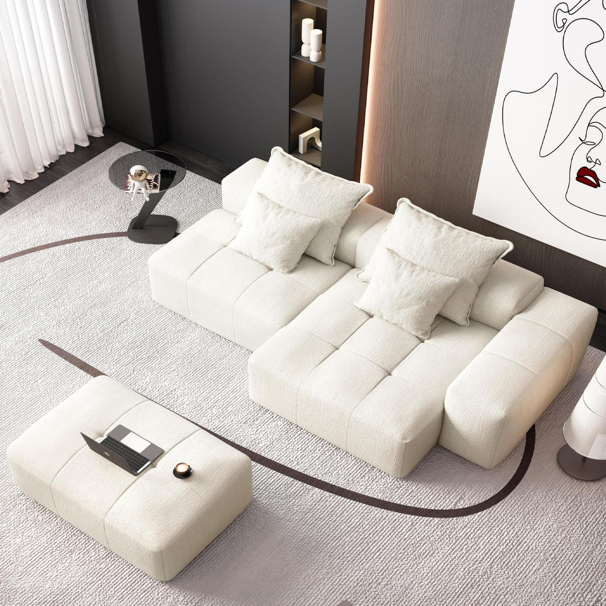 Modern Oversized Modular Sectional Sofa with Pillows - Multiple Colors