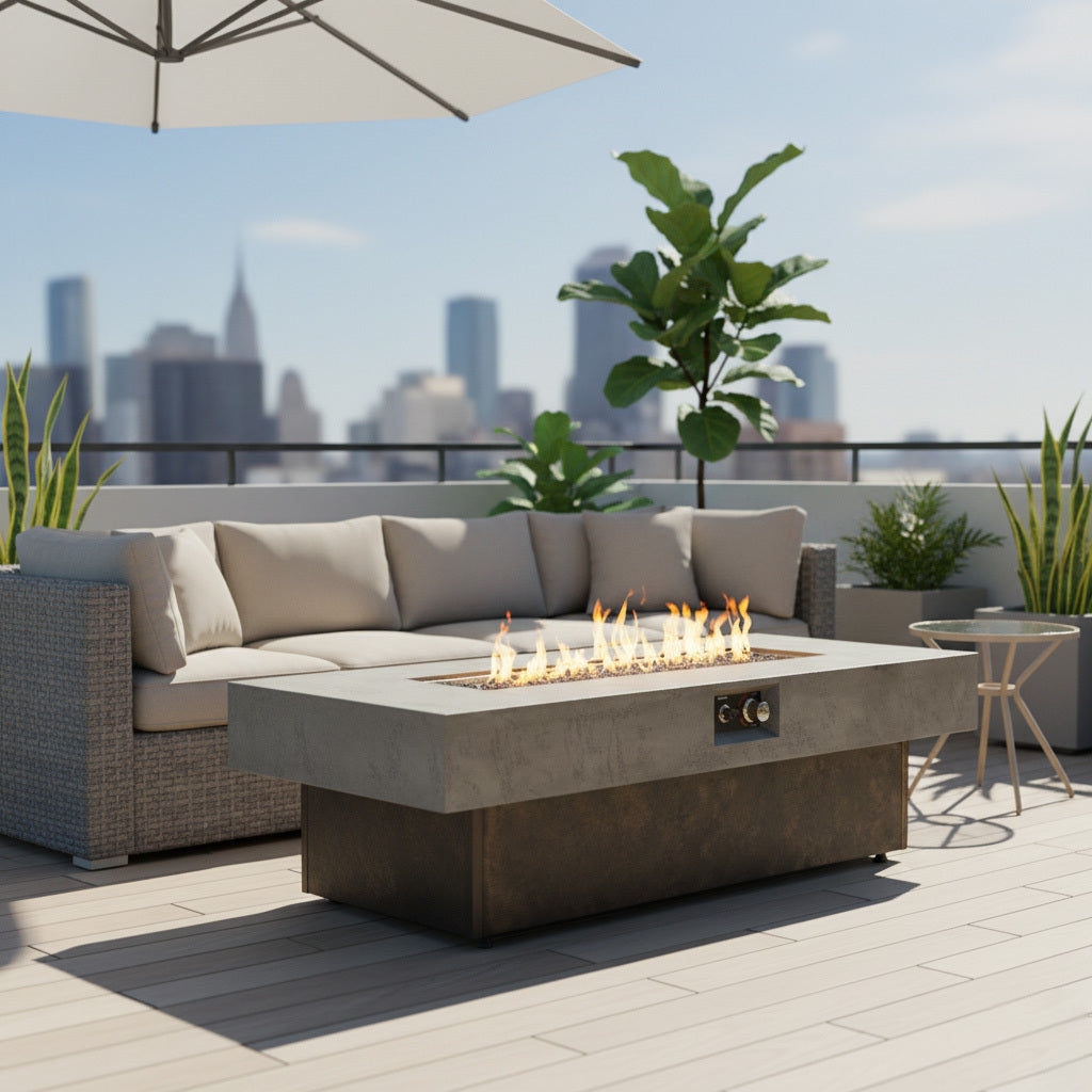 Tabletop Propane Fire Pits, 55 x 23 in, 50,000 BTU outdoor firepit table
