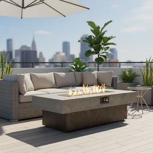 Tabletop Propane Fire Pits 55 x 23 in, 50,000 BTU Outdoor Firepit Table