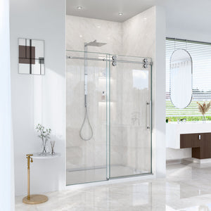 56-60"W x 72"H Frameless Sliding Shower Door – Clear Tempered Glass