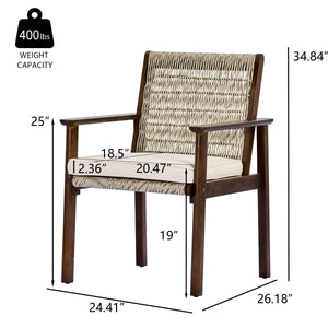 7 Piece Outdoor Acacia Wood Dining Set With Cushions