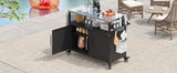 K&K 54.5' Outdoor Kitchen Island with Stainless Steel Tabletop and Storage