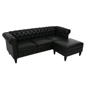 U-style 85" Modern 4-Seater L-Shaped Sectional Sofa with Storage Ottoman
