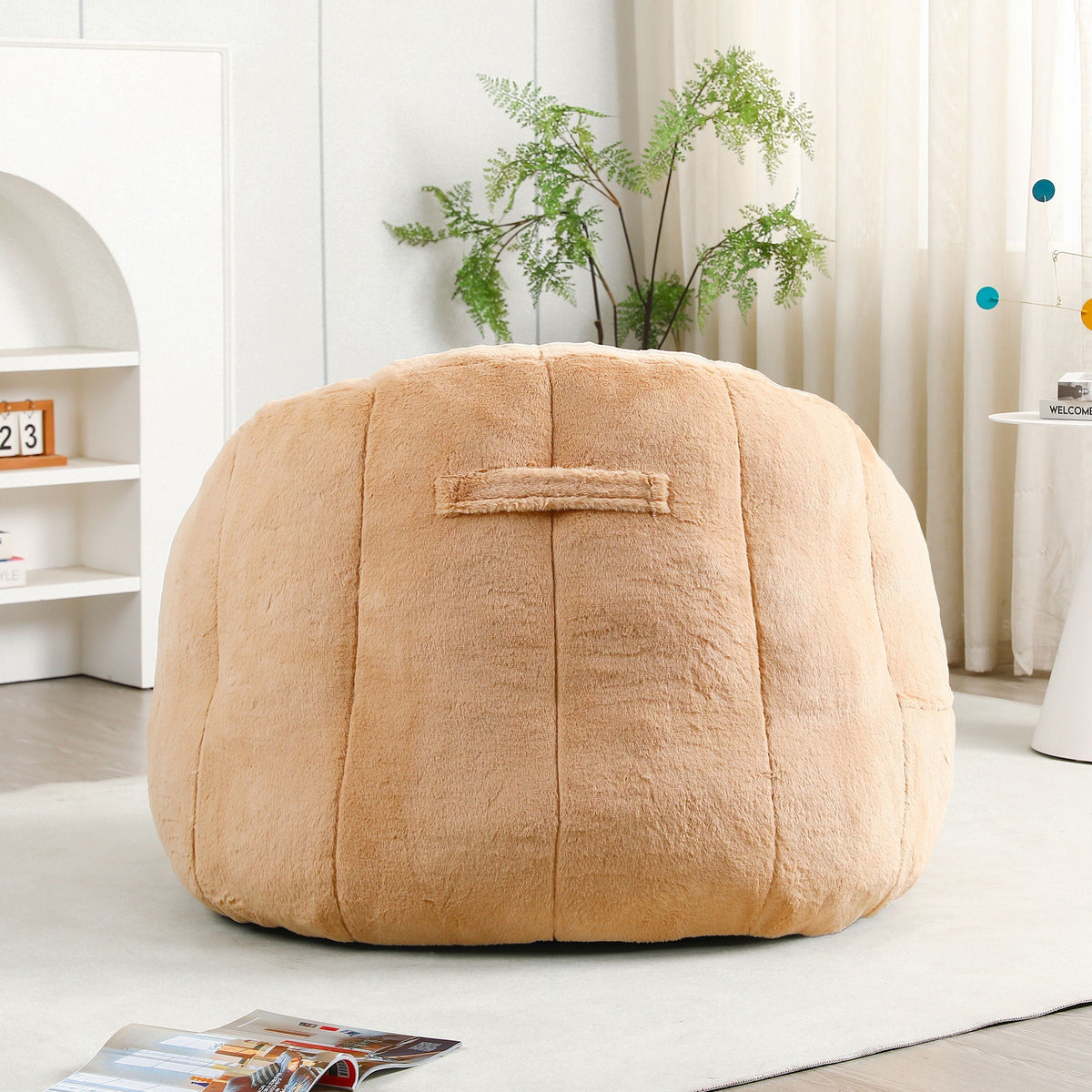 Beanbag Chair, Beanbag Sofa Chair With Armrests Stuffed High Density Foam