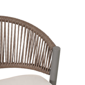 Outdoor Bar Height Metal Frame Counter Stools With Scallop Shaped Backrest & Water Resistant Cushions