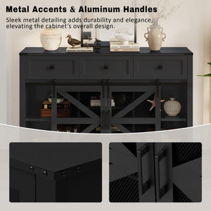 U_Style 55" Sliding Barn Door Sideboard Buffet Cabinet