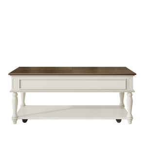 Farmhouse Coffee Table with One Drawer in Grey and White