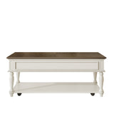 Farmhouse Coffee Table with One DrawerGrey+White