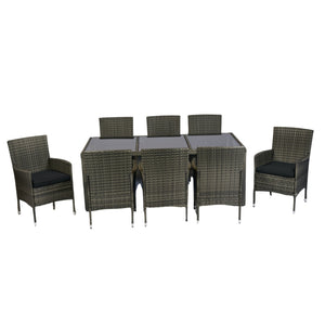 9 Piece Outdoor Patio Wicker Dining Set