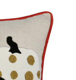 Halloween Pumpkin Embroidered Throw Pillow – Spooky Polka Dot