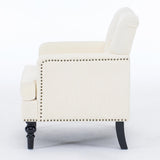 Tufted Club Chair Upholstered Accent Armchair in Beige Corduroy