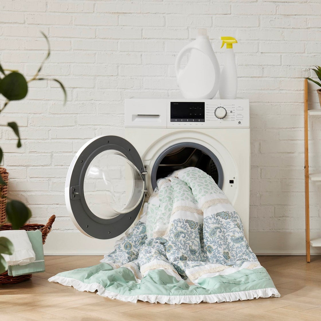 9 Piece Cotton Percale Comforter Set Aqua