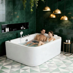 KORRA 61 Inch Acrylic Whirlpool Massage Bathtub for 2 Person