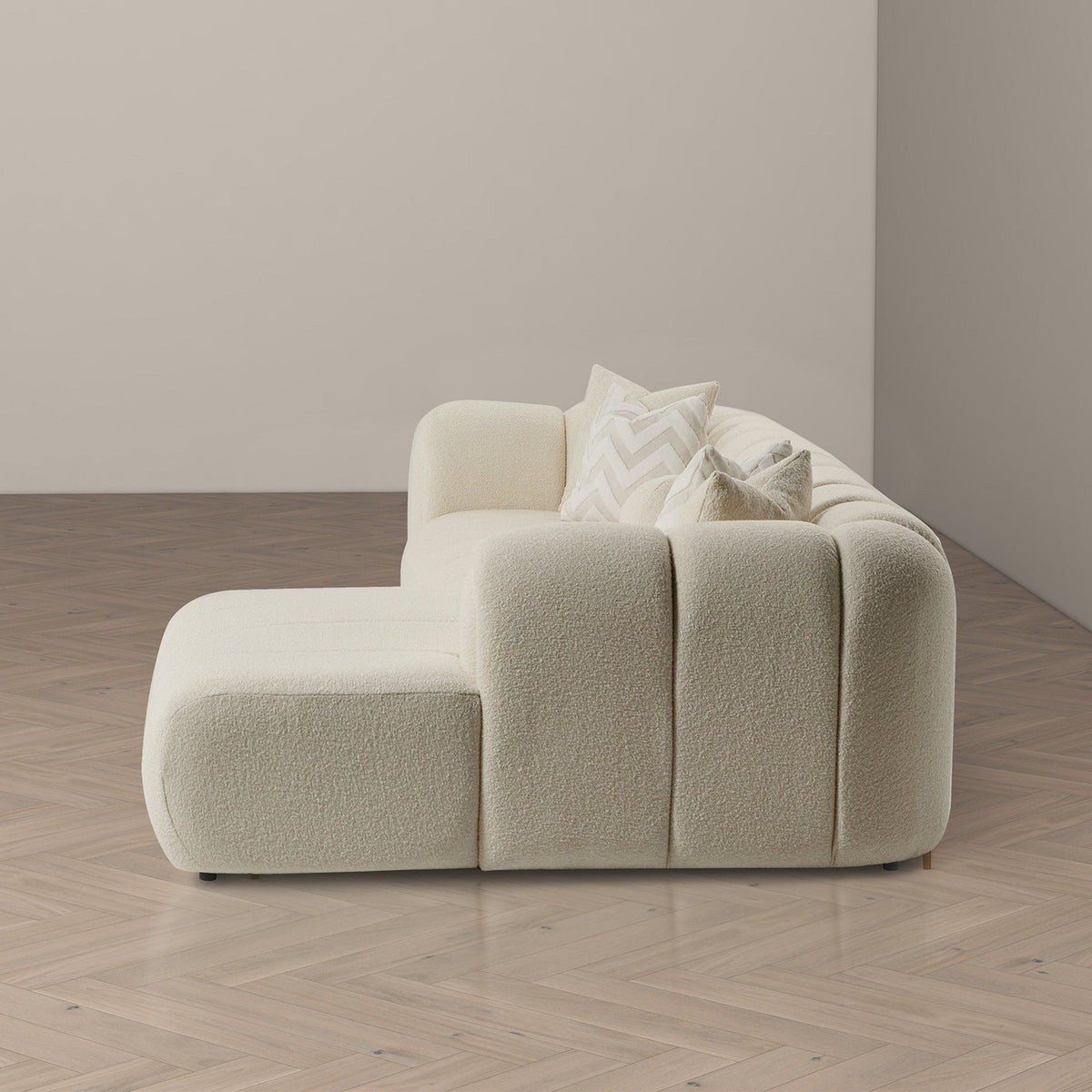 Beatrice - Modern Tufted Right Sectional Sofa - Ivory