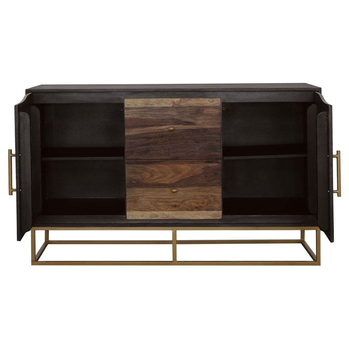Zara 2-door 57-inch Wood Accent Storage Cabinet Black Walnut