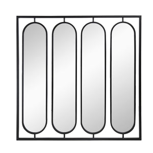 Large 4 Oval Wall Mirror With Square Frame, Home Decor For Living Room, Bedroom, Entryway, Office - Black
