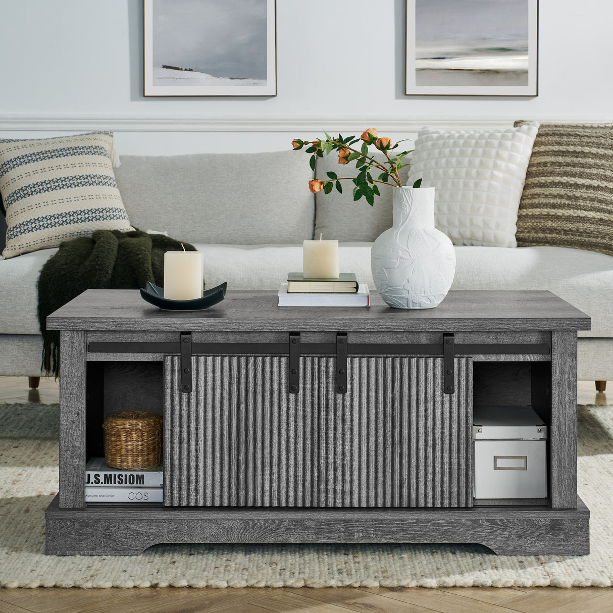 Sliding Barn Door Coffee Table