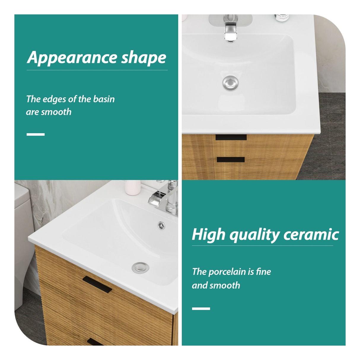 Rectangular Single Vanity Top With 1 Faucet Hole And Overflow Ceramic