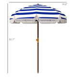 6.2' portable beach umbrella, uv 40+ ruffled outdoor umbrella with vented canopy