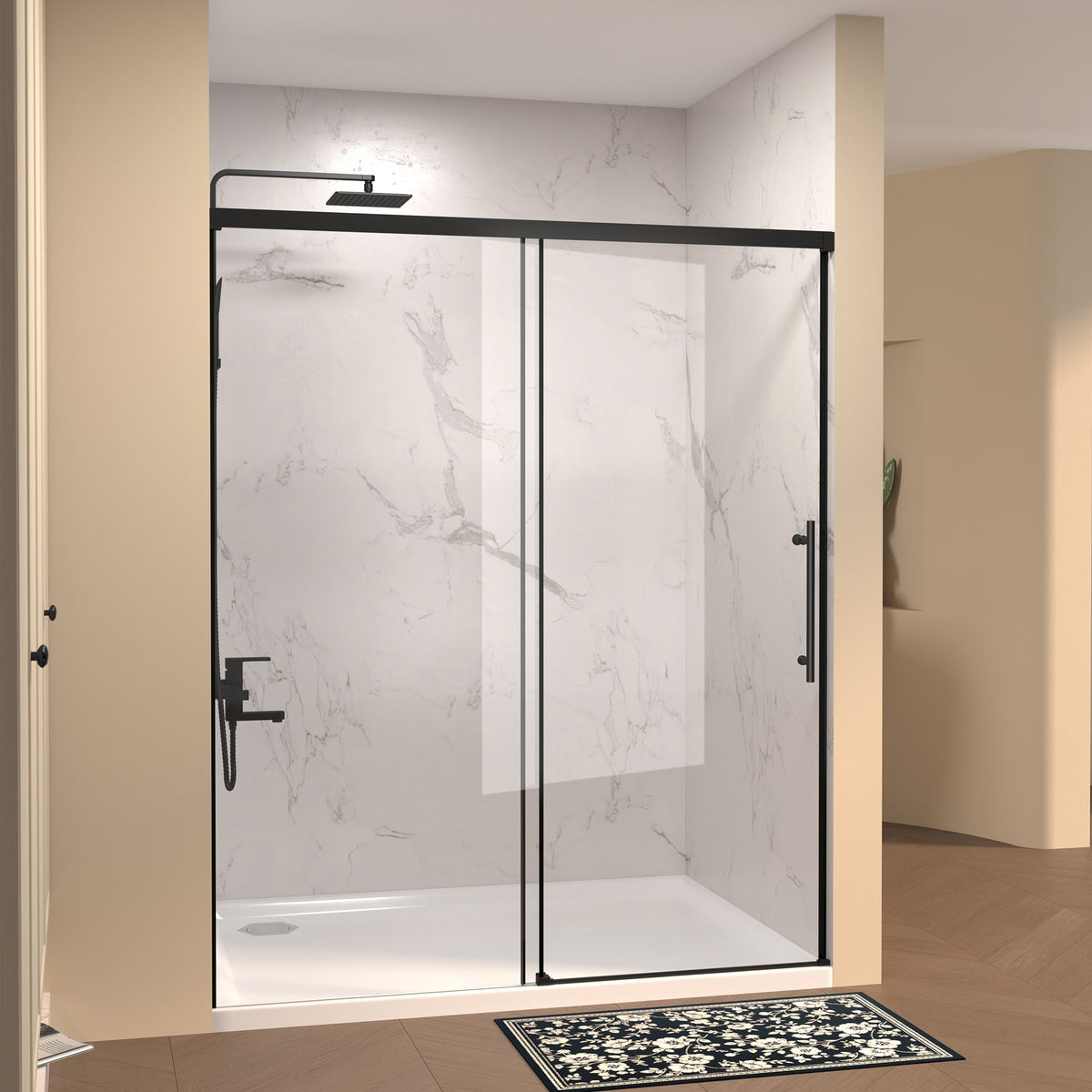 48" W × 72" H Single Sliding Shower Door