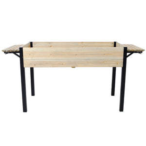 Raised Garden Bed With Metal Legs and Folding Storage Shelf