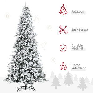 HOMCOM 9 Foot Pine Snow Flocked Artificial Christmas Tree