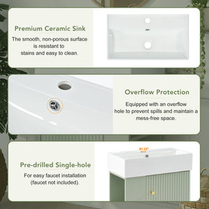 21.6 Inch Modern Floating Bathroom Vanity with Ceramic Basin
